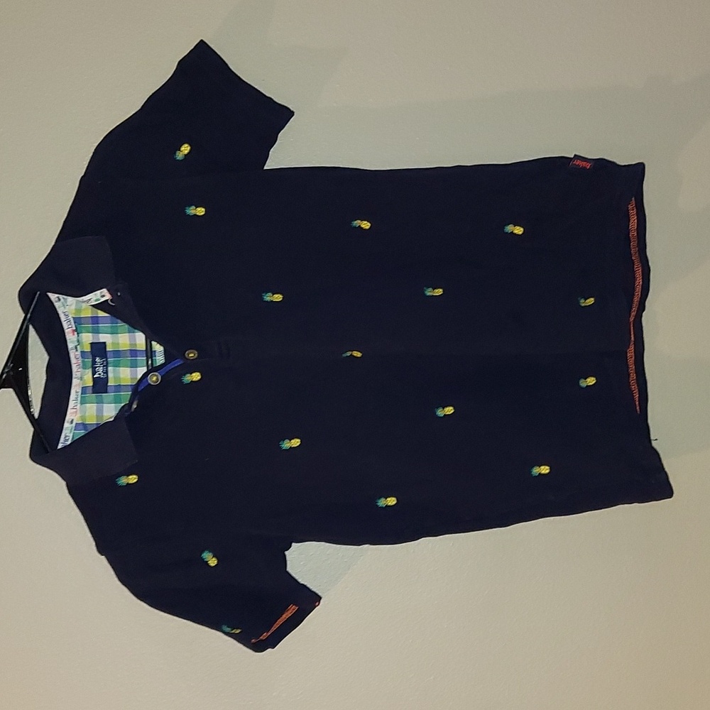 Ted Baker Navy Embroidered Pineapple Polo Shirt Boys 8 Medium